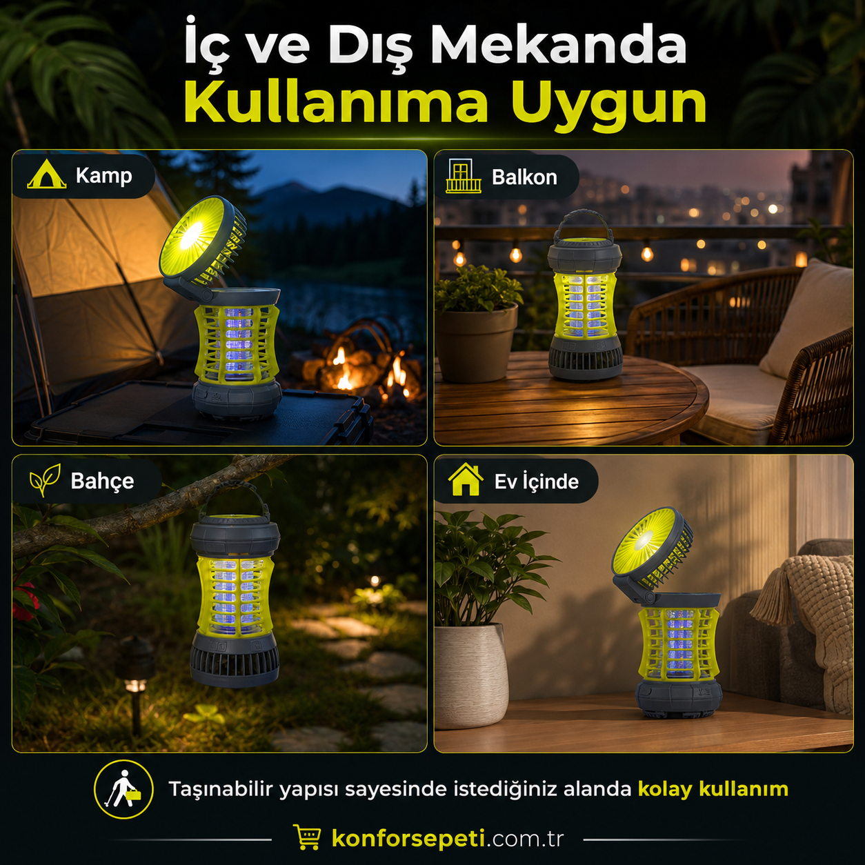BIX KL02 Taşınabilir Fanlı Sinek Kovucu – LED Aydınlatmalı USB Şarjlı