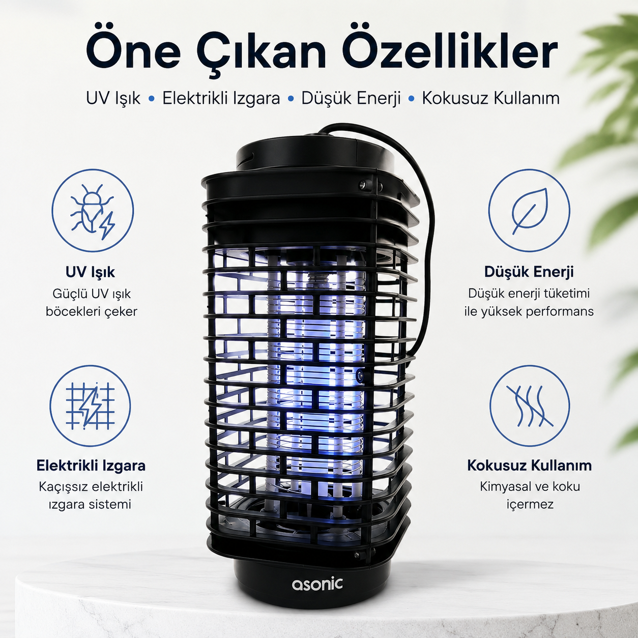 Asonic UV Işıklı Elektrikli Sinek Öldürücü | Kokusuz Sinek Çözümü